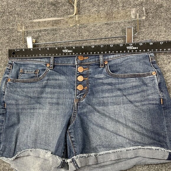 Loft Shorts‎ Womens 4 Blue Jeans Denim Button Fly Cut Off Cotton Stretch Medium - Picture 4 of 9